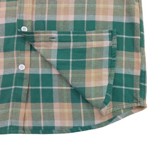 Brixton Shirt Mens Small Green Flannel Plaid Long Sleeve Standard Fit Bowery - Picture 4 of 12